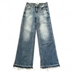 RISEN | Women's Wide Leg High Rise Frayed Hem Denim Jeans   Size 9/29